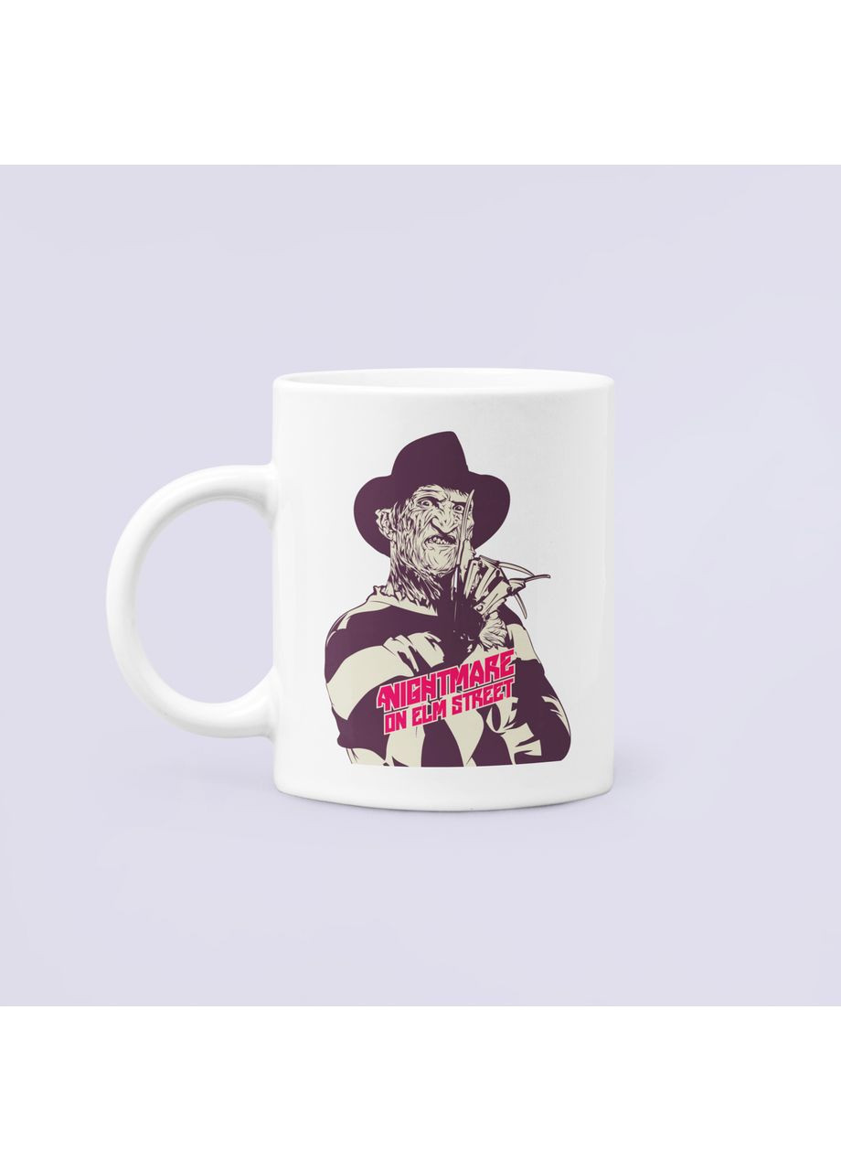 Чашка Керамічна кружка з принтом Freddy Kruger Фредді Крюгер 2 Хелловін Біла 330 мл Orca (365253578)