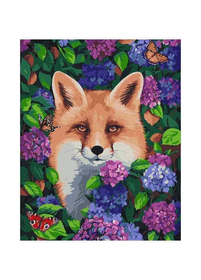 Картина по номерам "Лиса в гортензии" Идейка KHO4349 No Brand (330606114)