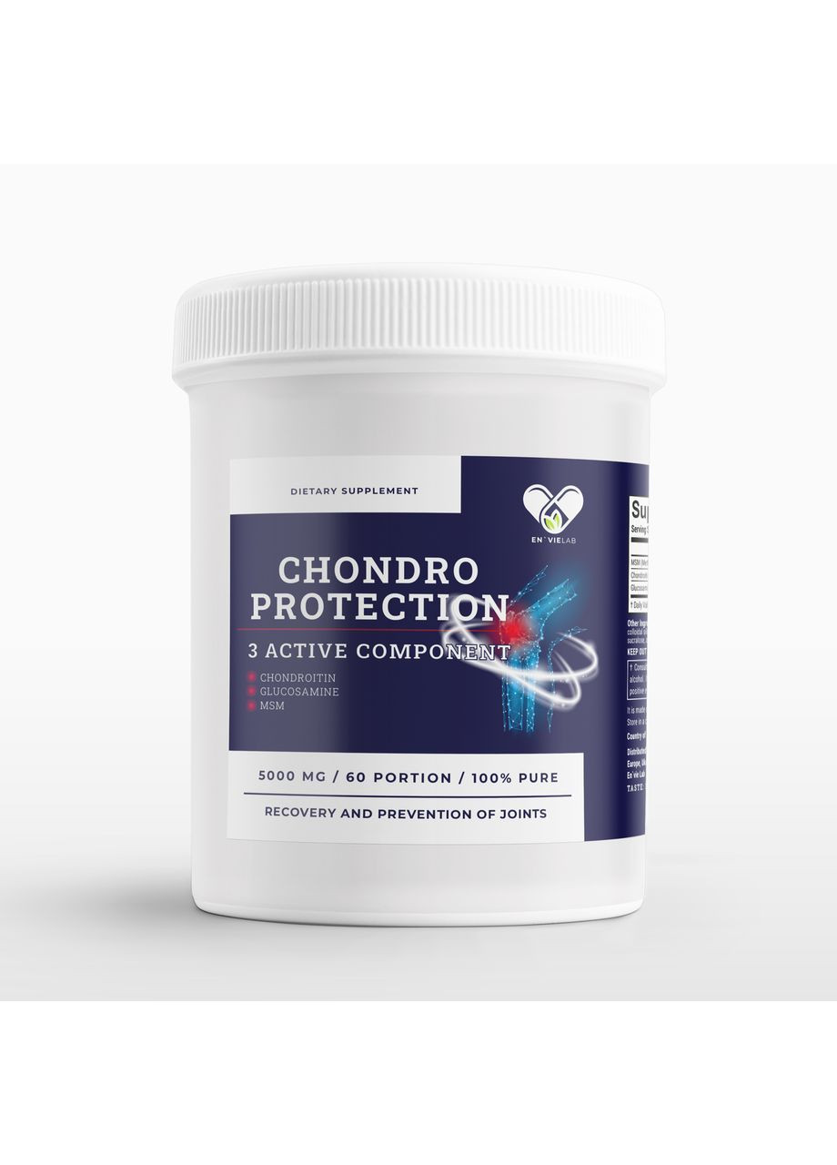Хондропротектор глюкозамін, хондроїтин, мсм (сірка) для суглобів та зв'язок 5000 мг Полуниця Envie Lab (369154420)