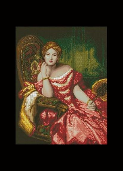 Набір для вишивання хрестиком. Розмір: 22*29 см Леді в червоному Лоскуток (315362478)