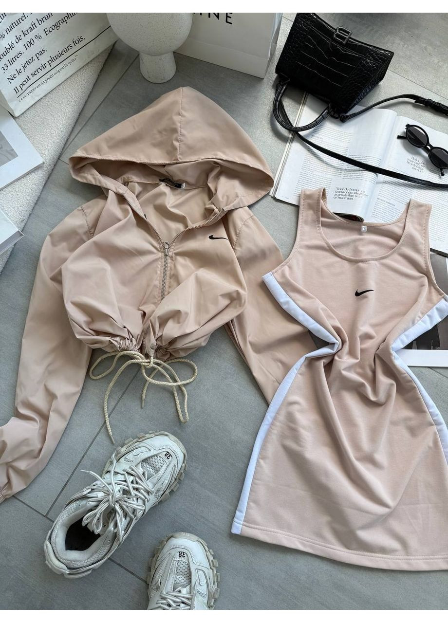 Костюм (ветровка, платье), цвет Бежевый. No Brand (361124382)