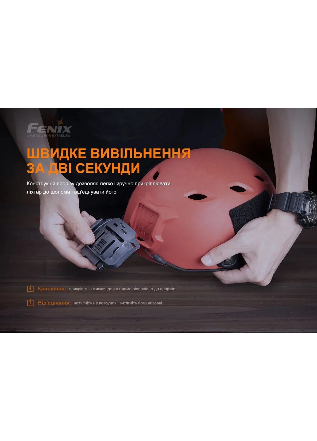Крепление на шлем стекловолокно нейлон 90х70 мм Черное Fenix (393514123)