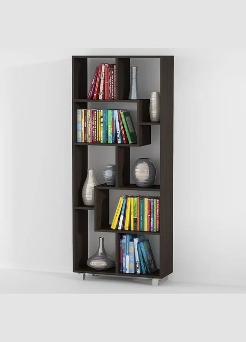 Cтелаж полиця для книг та декору Id0076 Венге темний Ш 672 / В 1606 / Г 250 Forte (313587386)