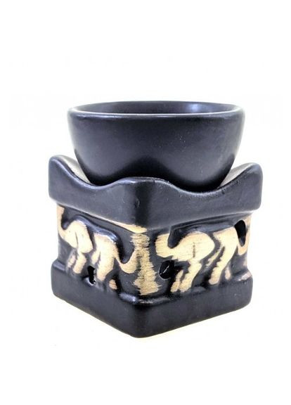 Аромалампа "Куб со слонами" чернобелая (8х6, 5х6, 5 см) D No Brand (306848592)