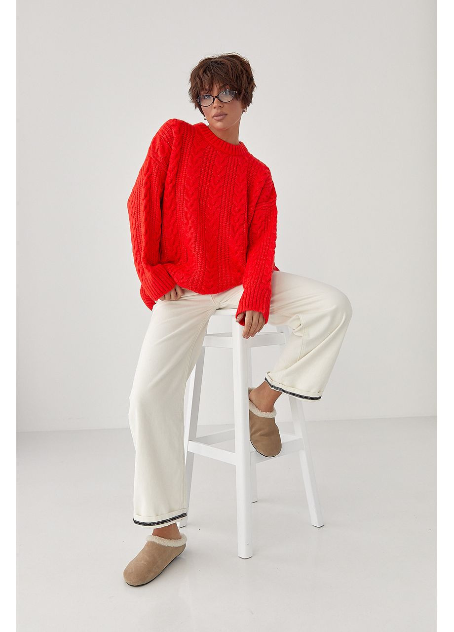 Вязаная женская кофта в косички Lurex (367007644)