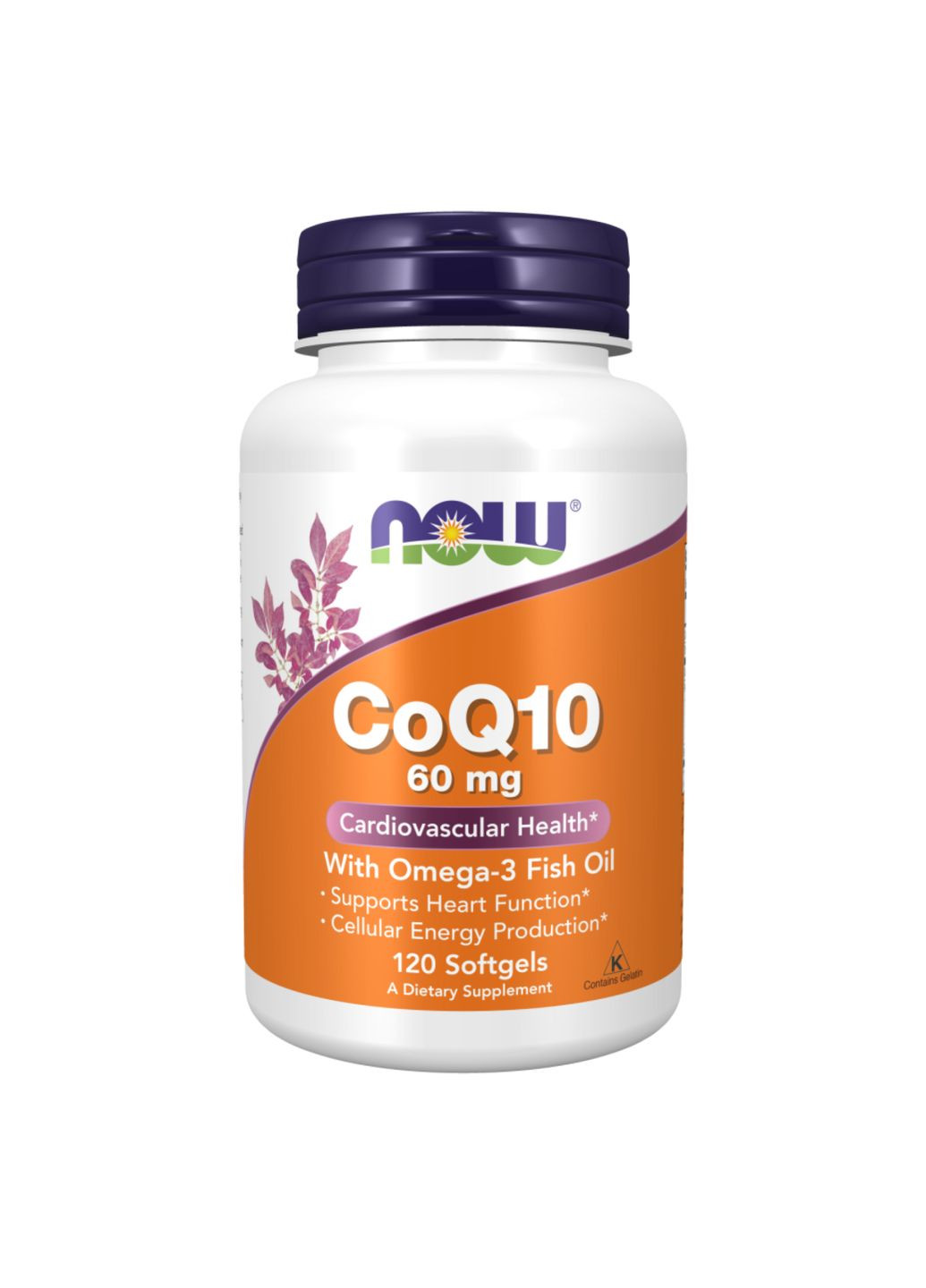 Коэнзим Q10 60мг с Омега-3 120 капсул поддержка сердца и сосудов здоровое сердце и иммунитет Now Foods (368988918)