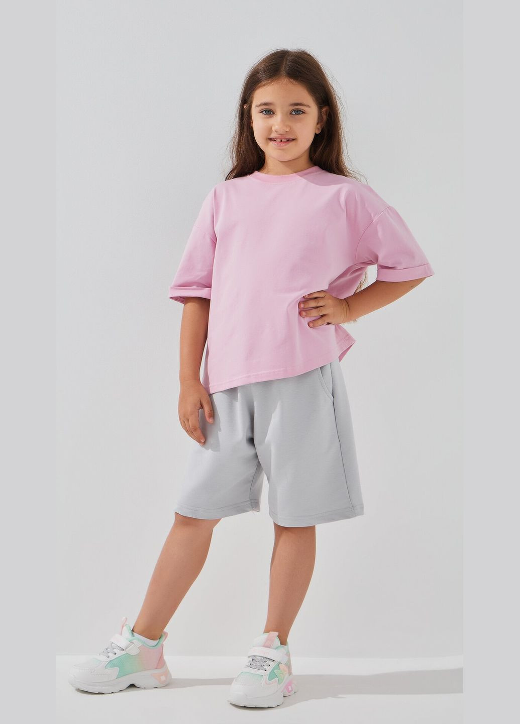 Шорты однотонные для девочки 1706 134 см Светло-серый shop (2000999197284) ANGELOS (361498755)