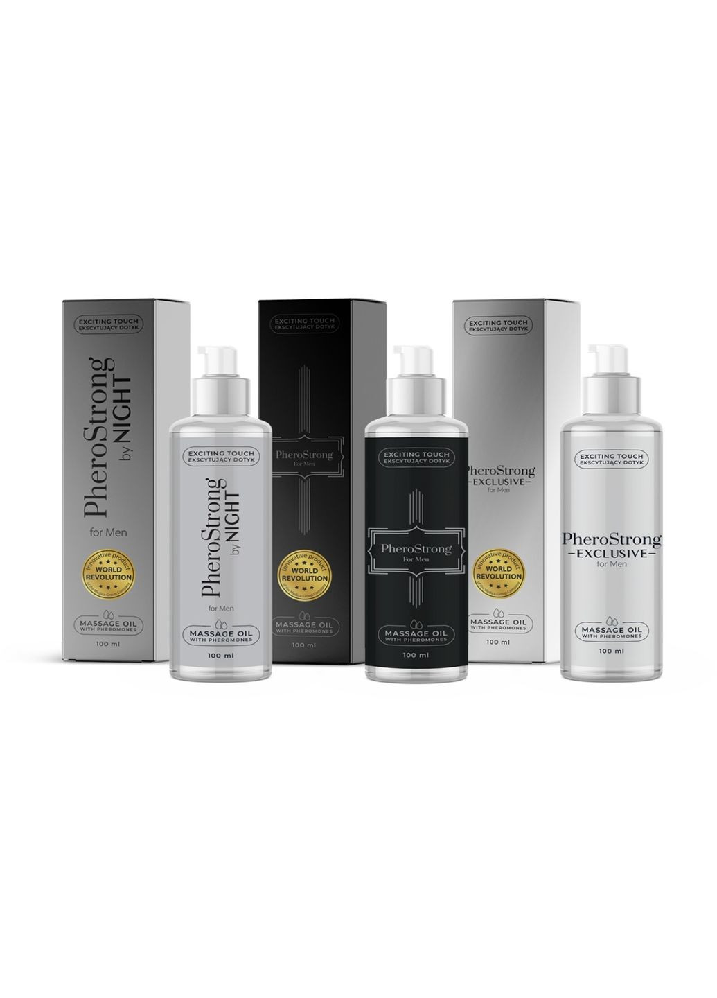 Масажна олія для чоловіків з ароматом та феромонами 100 мл PheroStrong (297396636)