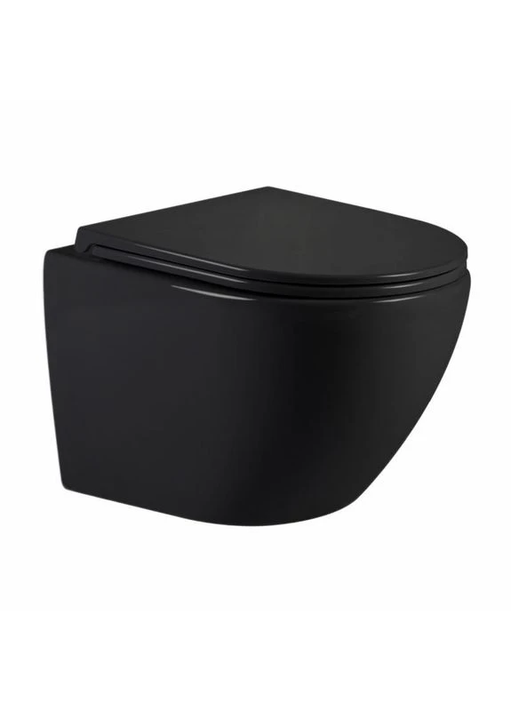 Унитаз подвесной Jay Ultra Quiet 485х360х320 мм, Matt Black, сиденьем Slim Duroplast/ Soft-close/ Quick Relase QT07335177MB Qtap (397570550)