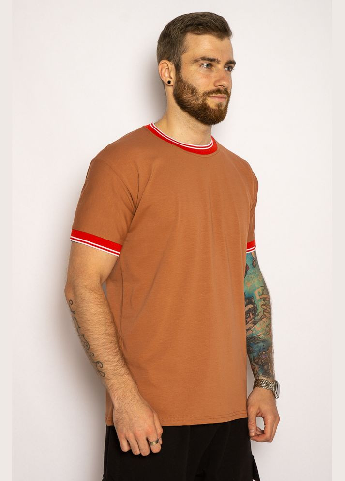 Бесцветная футболка с полосками на вырезе (кирпичный) Time of Style