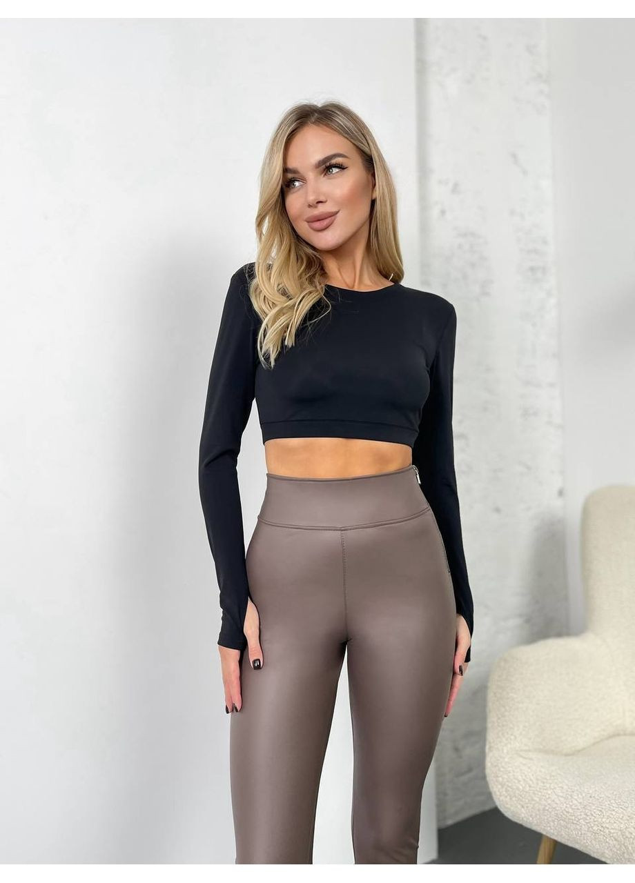 Жіночі лосини на флісі з еко-шкіри. Fashion (361964790)