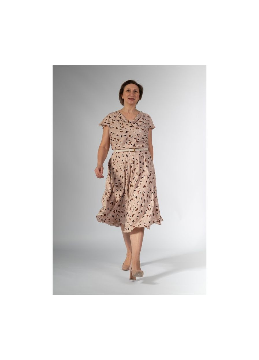 Бежева плаття бавовна віскоза принт міді 52 бежева Nita