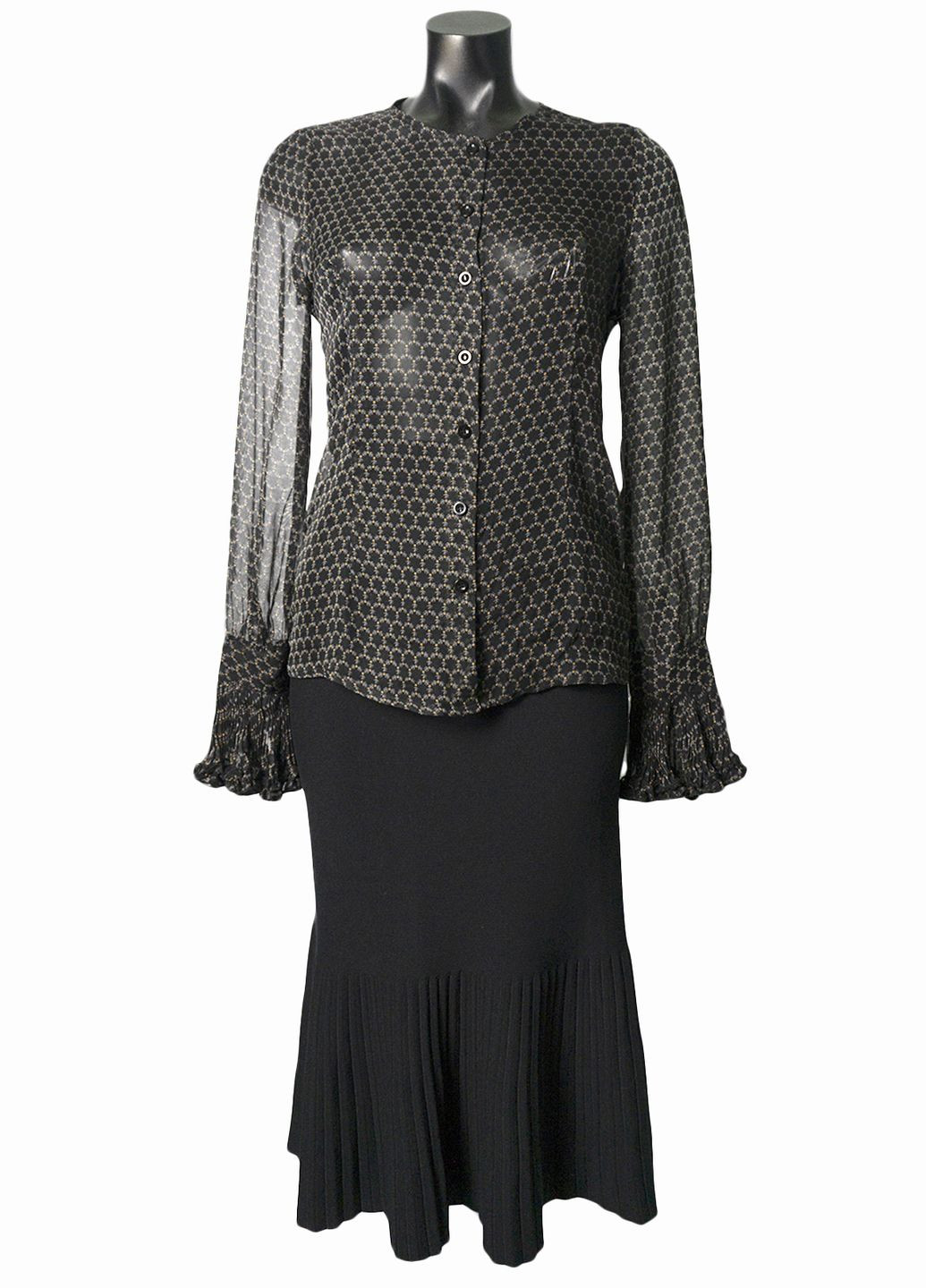 Чорна демісезонна жіноча шифонова блузка з шарфом. чорний Forza Viva
