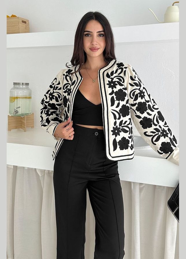 Жіночий жакет без застібки з вишивкою ESQ (346474959)