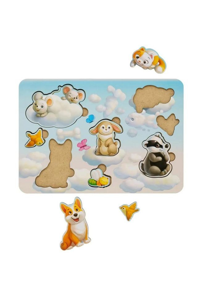 Деревянный пазл-вкладыш "Звери-1" (ПСФ048) PSF048, 8 элементов Ubumblebees (372494734)