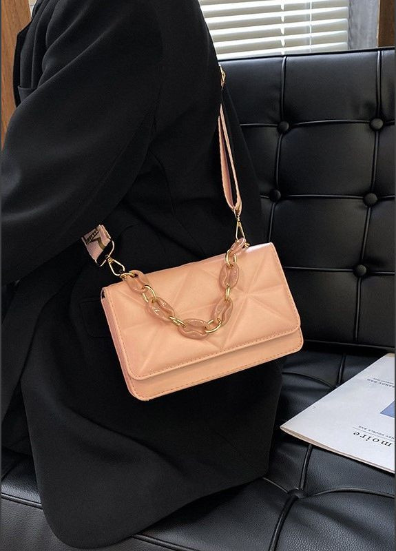 Женская классическая сумка 10277 на ремешке розовая No Brand (281420526)