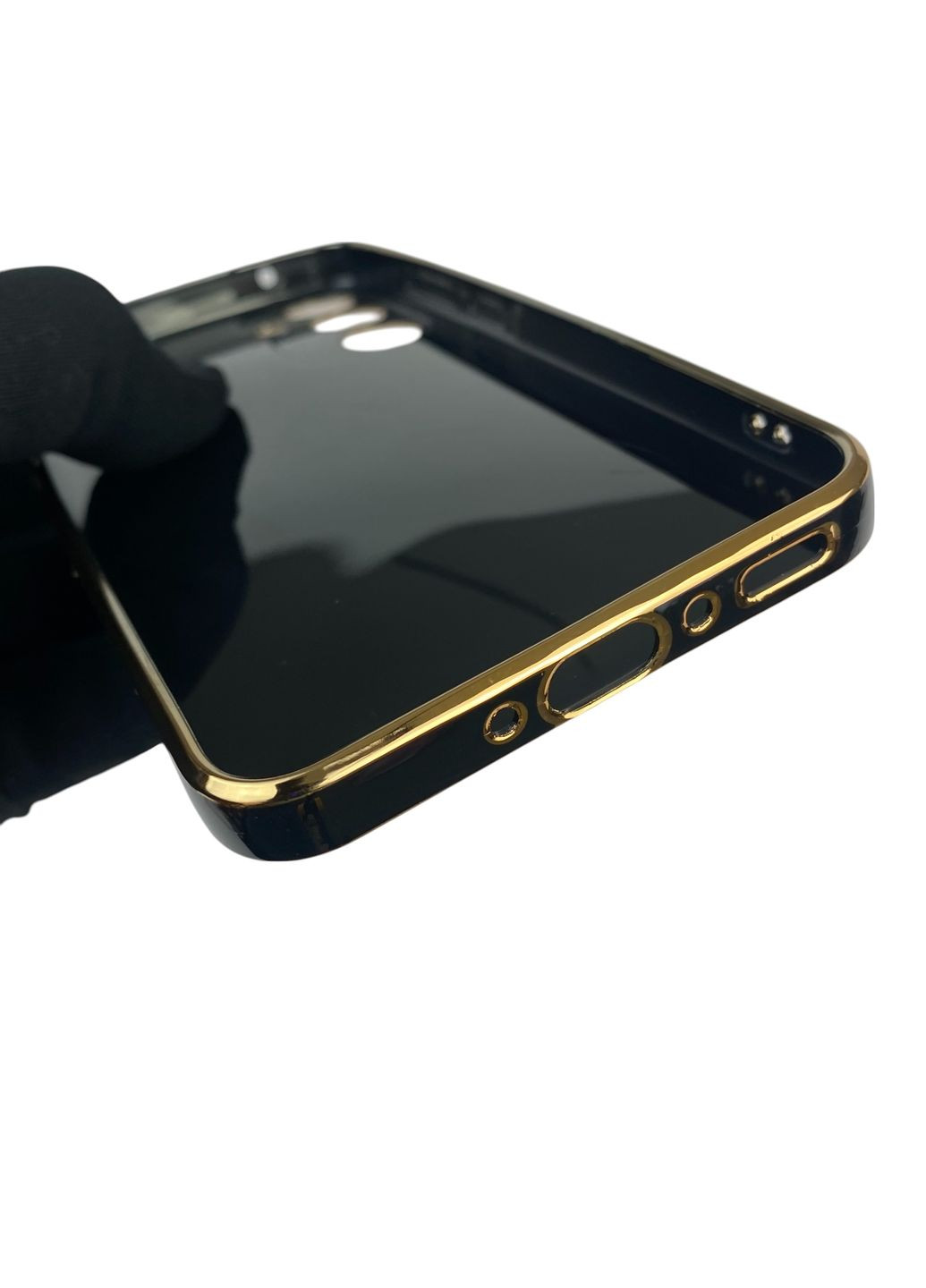 Чохол для Galaxy A35 5G (SM-A356B) глянцевий із захистом камери із золотою окантовкою на самсунг а35 5г чорний gs1 Samsung (366231073)