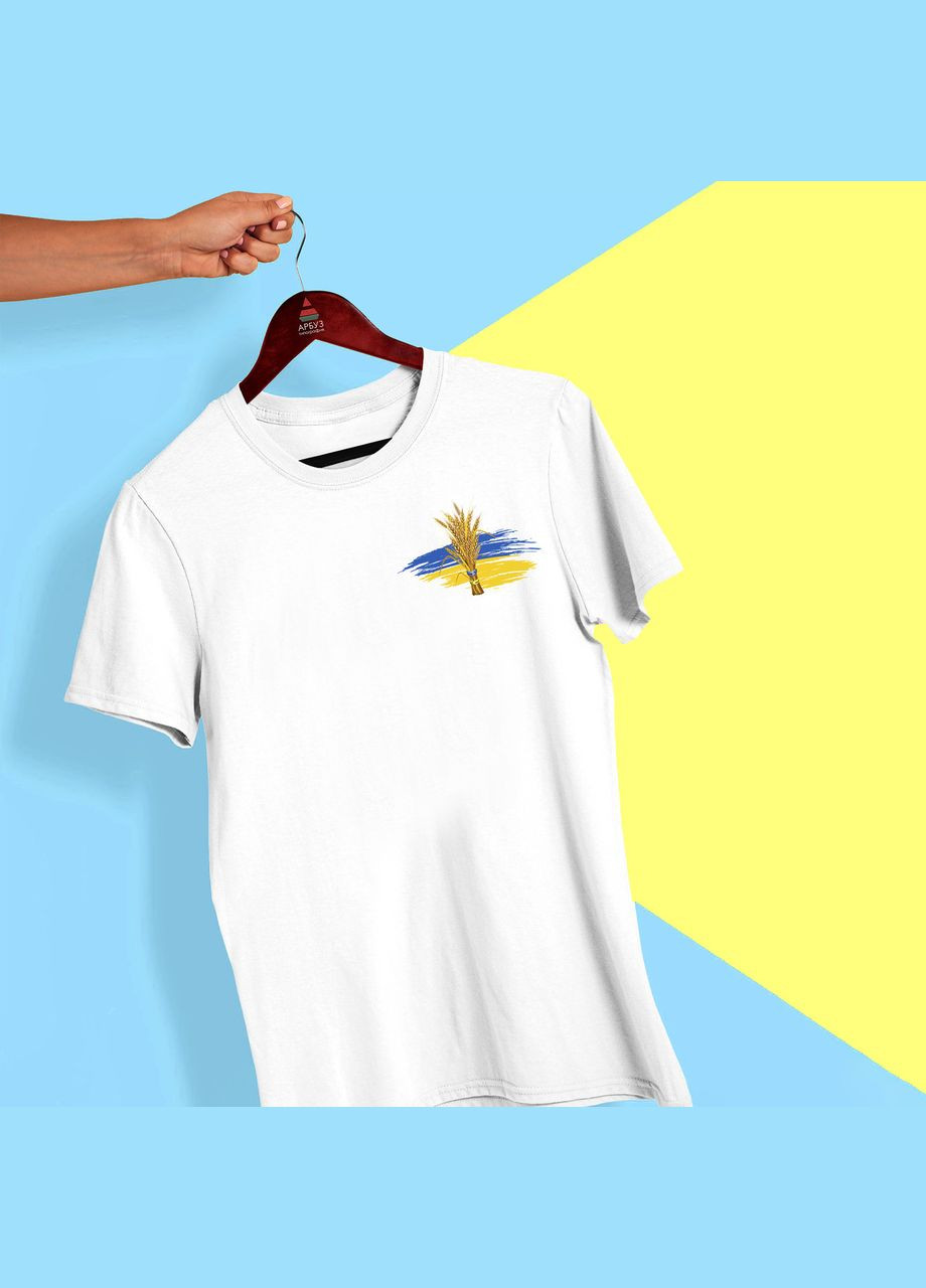 Футболка з принтом "Колосья пшениці на синьо-жовтому прапорі України" Кавун футболка (316287955)