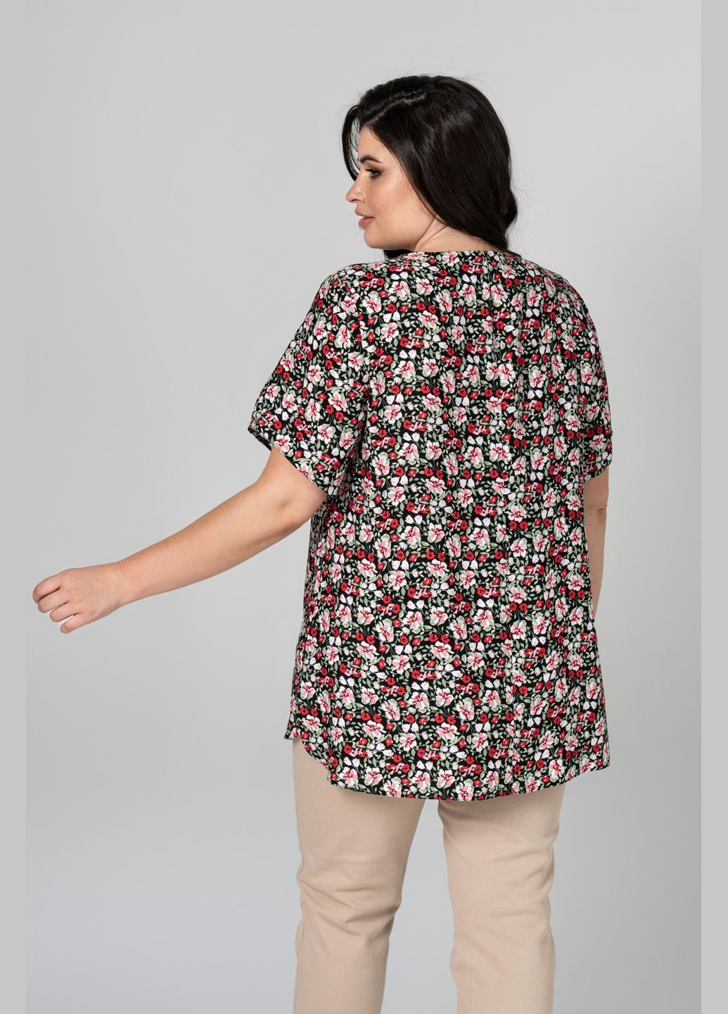 Комбінована блуза прямого силуету декорована двома планками з ґудзиками all posa (ap101968p) A'll Posa