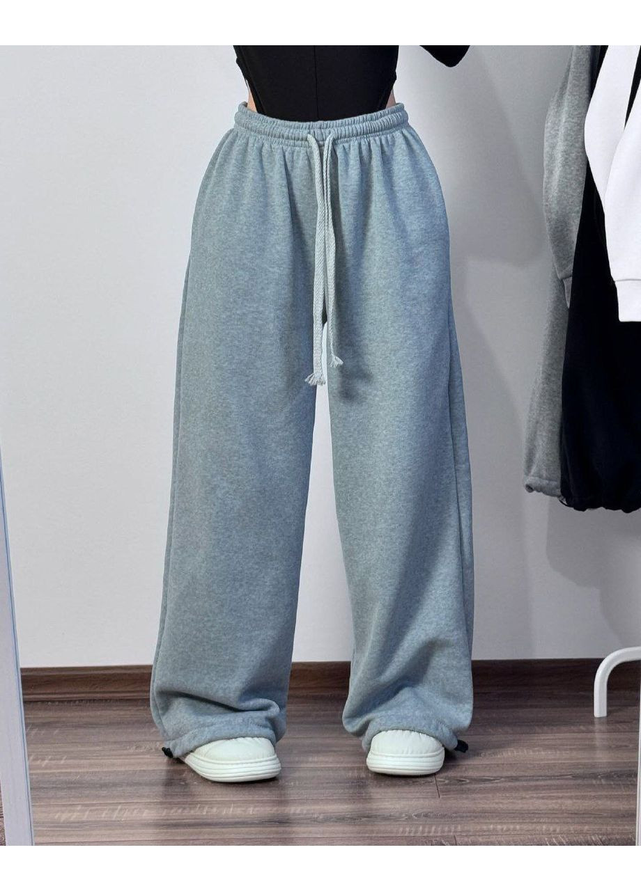 Объемные теплые прямые штаны с затяжками снизу Nositi 687-208 (365728640)