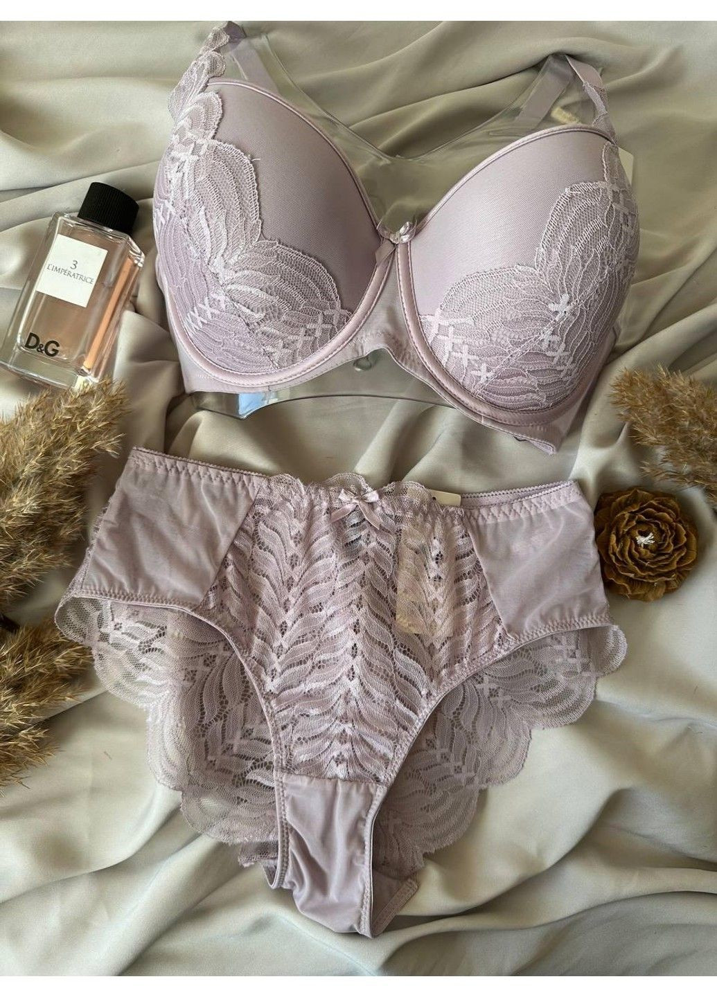 Бузковий комплект бюстгальтер поролон + трусики сліпи 2379d бузковий Weiyesi