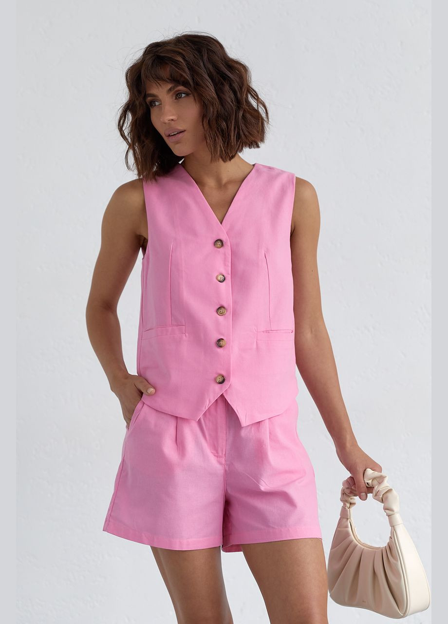 Женский костюм с шортами и жилеткой - белый цвет L (sku_9355) No Brand (327819500)