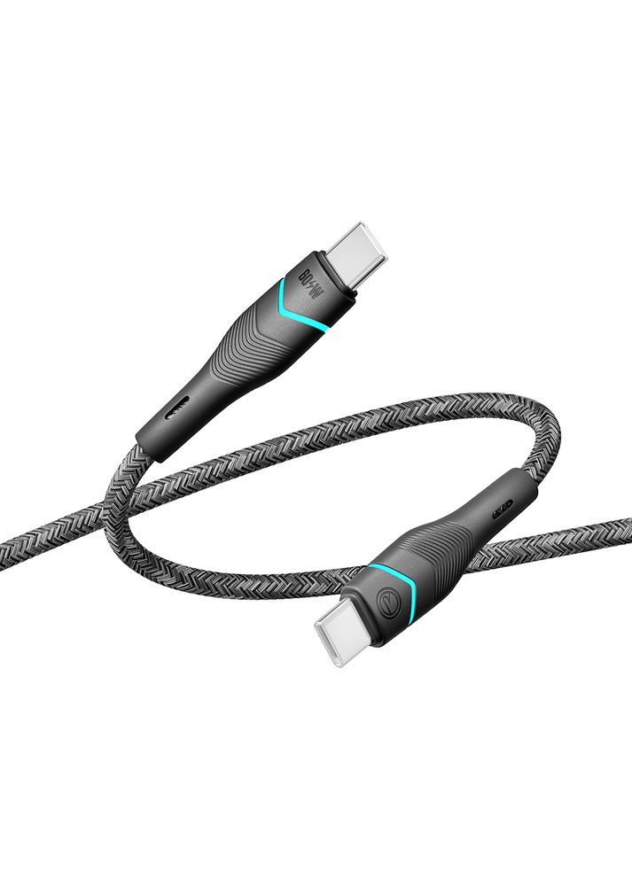 Кабель USB RC-RL15 RGB Light Type-C to Type-C 60W 1.2m Чорний No Brand (317631472)