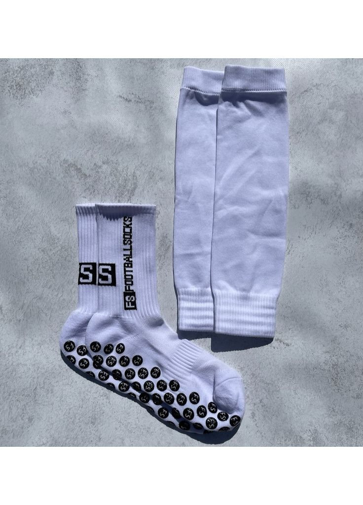 Комплект футбольные тренировочные носки FootballSocks и гетры обрезки без носка белые No Brand (365727378)
