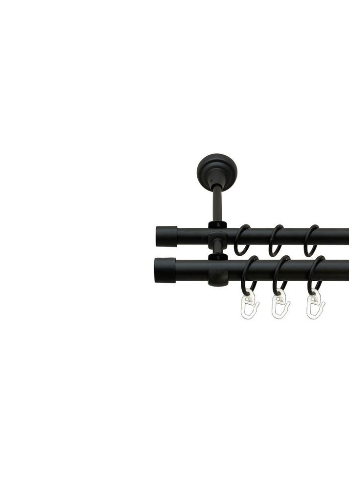 Карниз Заглушка металевий дворядний відкритий гладка труба Чорний Оксамит 19\16 мм 200 см (00-00020938) ORVIT (300689738)