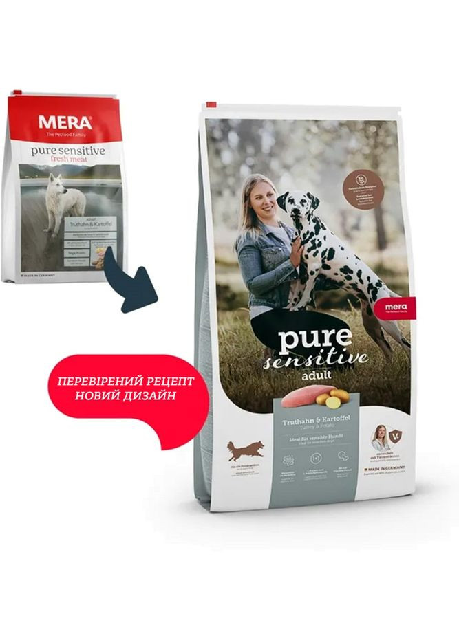 Сухий корм для дорослих собак fresh meat Truthan&Kartoffel з індичкою та картоплею, беззерновий 12.5 кг (4025877571503) Mera (317223266)