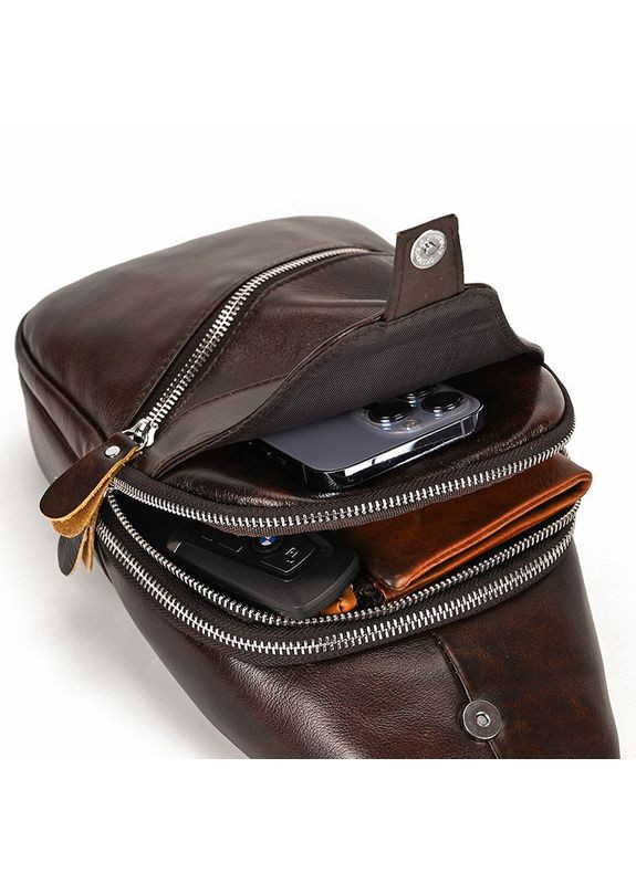 Сумка-слинг мужская кожаная коричневая MK03983 Tiding Bag (336551894)