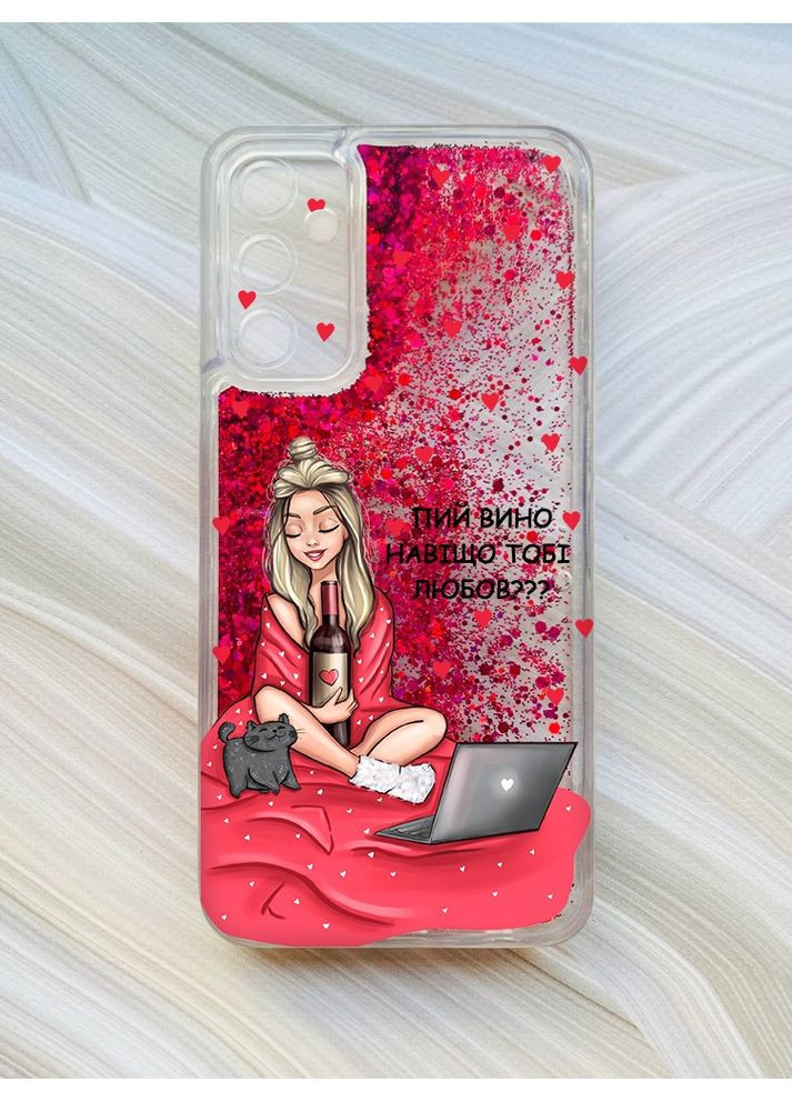Чехол с плавающими блестками для Samsung Galaxy A24 (A245) Девушка с вином (принт 220) CASE CONTROL (360662471)