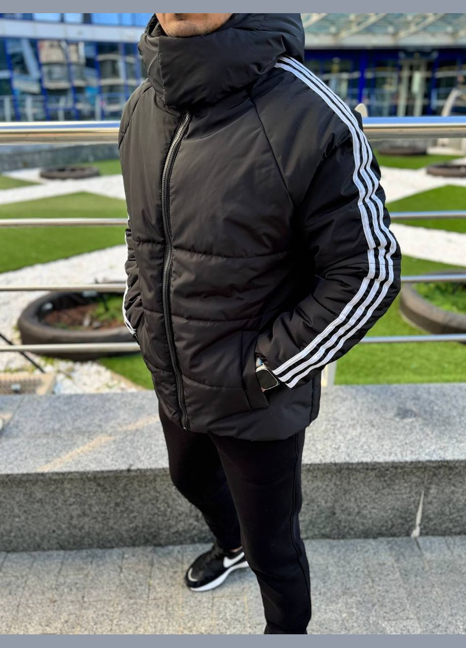 Черная демисезонная куртка мужская с капюшоном. No Brand