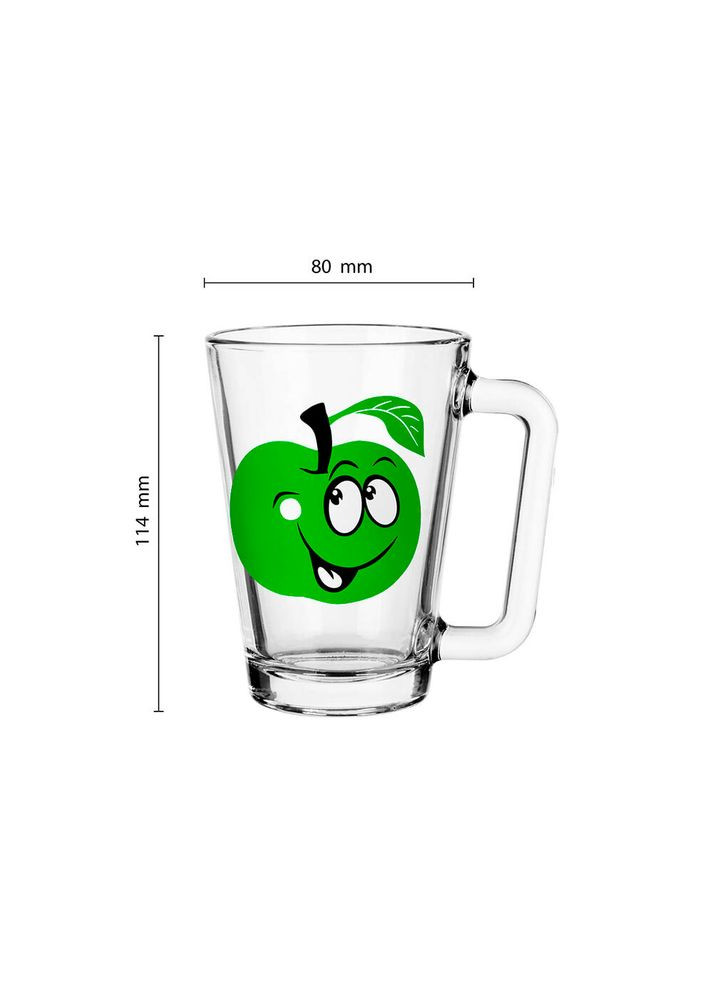 Чашка з яблуком скляна прозора 250 мл 7164 No Brand (277964790)