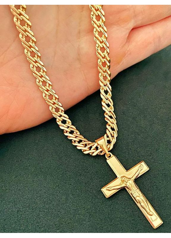 Позолочений Ланцюжок 45см + Хрестик. Позолота No Brand (361029356)