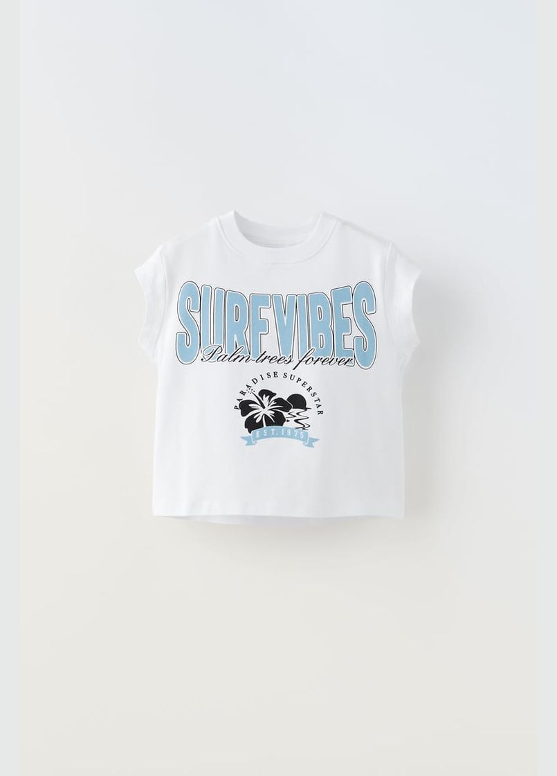 Біла літня футболка укорочена біла Zara