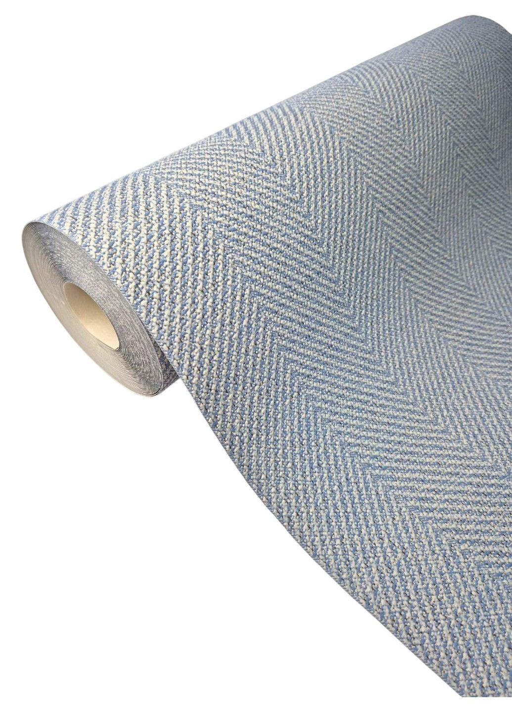 Шпалери вінілові 15 × 0.53 м 5749-03, блакино-бежеві з геометричним візерунком «ялинка» для кухні, вітальні, коридору, спальні Слов'янські шпалери (340275496)