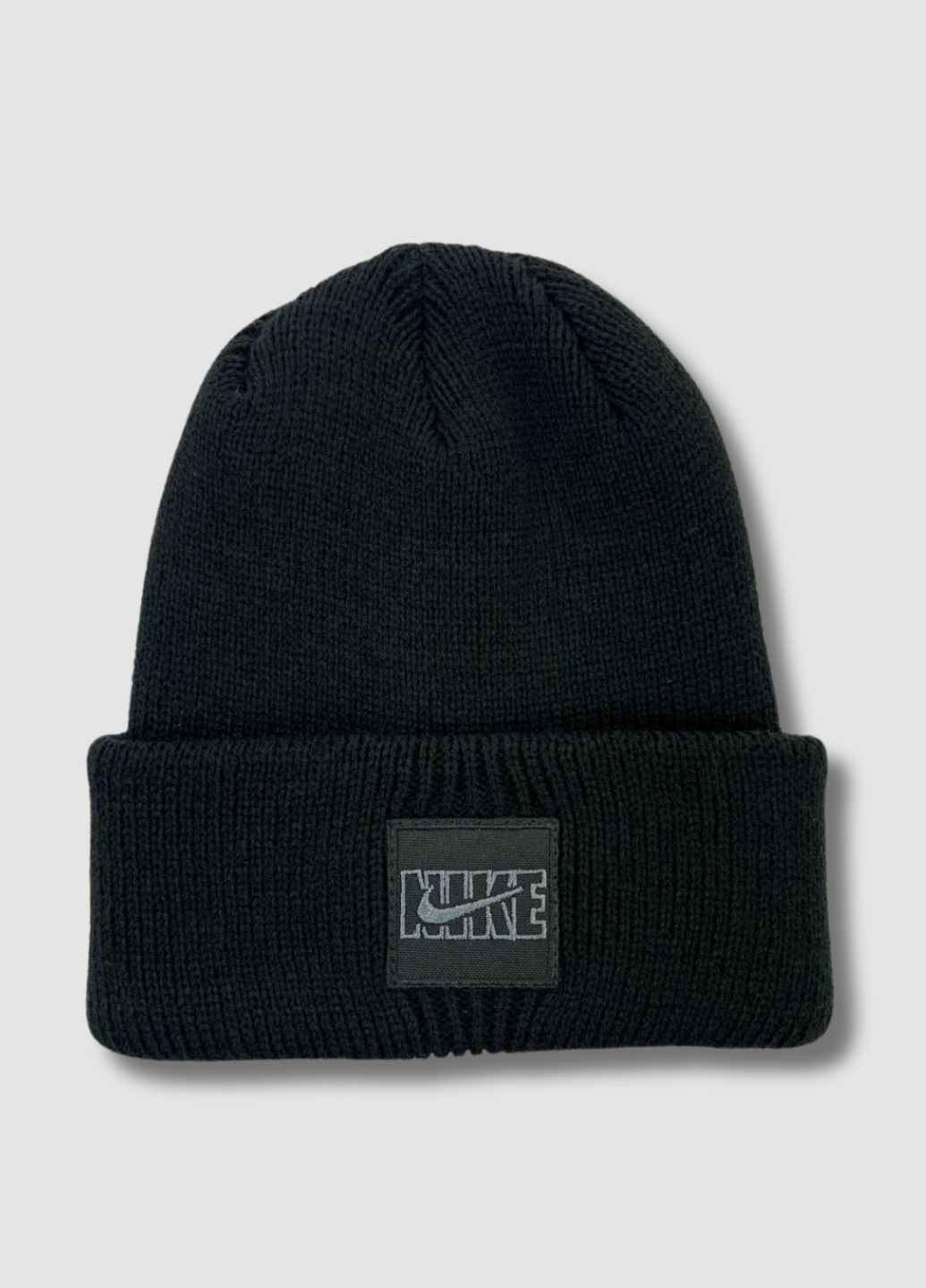 Двошарова в'язана шапка з нашивкою - Найк / Nike No Brand Молодіжна шапка з нашивкою (364846038)
