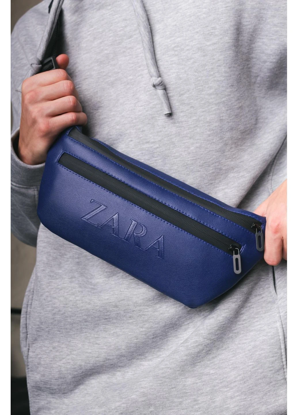 Бананка-сумка из кожзаменителя синяя ZARA # - (395663061)