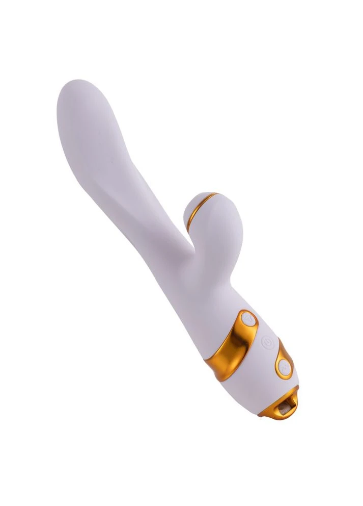 Вібратор-кролик з пульсацією та флогером SEVANDA Whip Vibrating Massage Wand, біло-золотий - CherryLove Lockink (366962655)