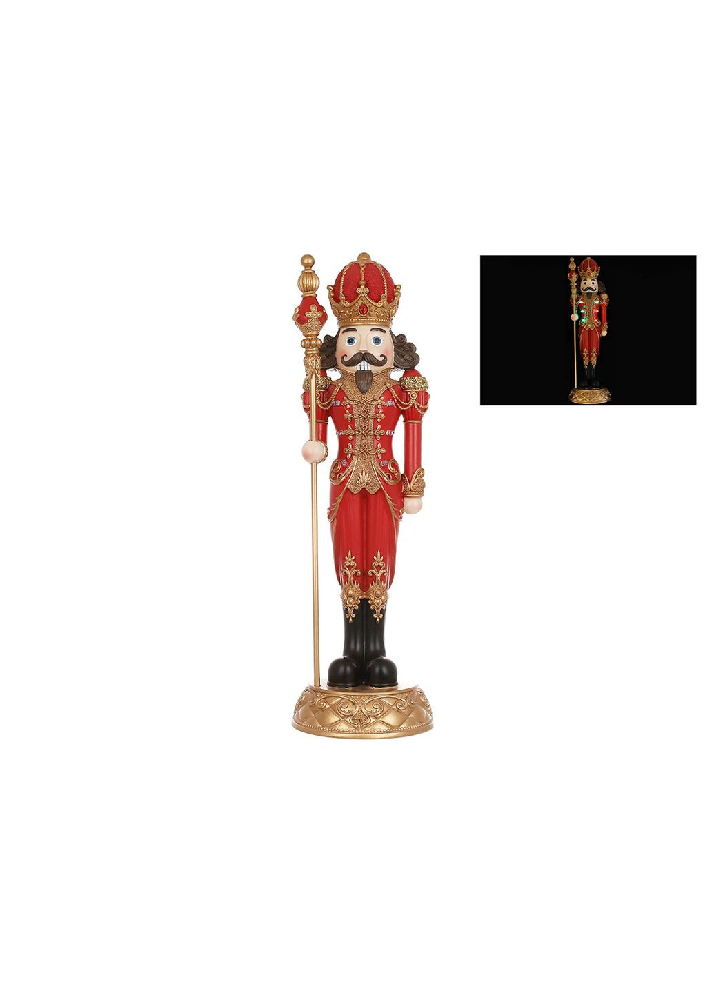 Декоративная фигура с LED подсветкой Щелкунчик, на батарейках (2*AAА), 15*15*50.5см No Brand (306716447)