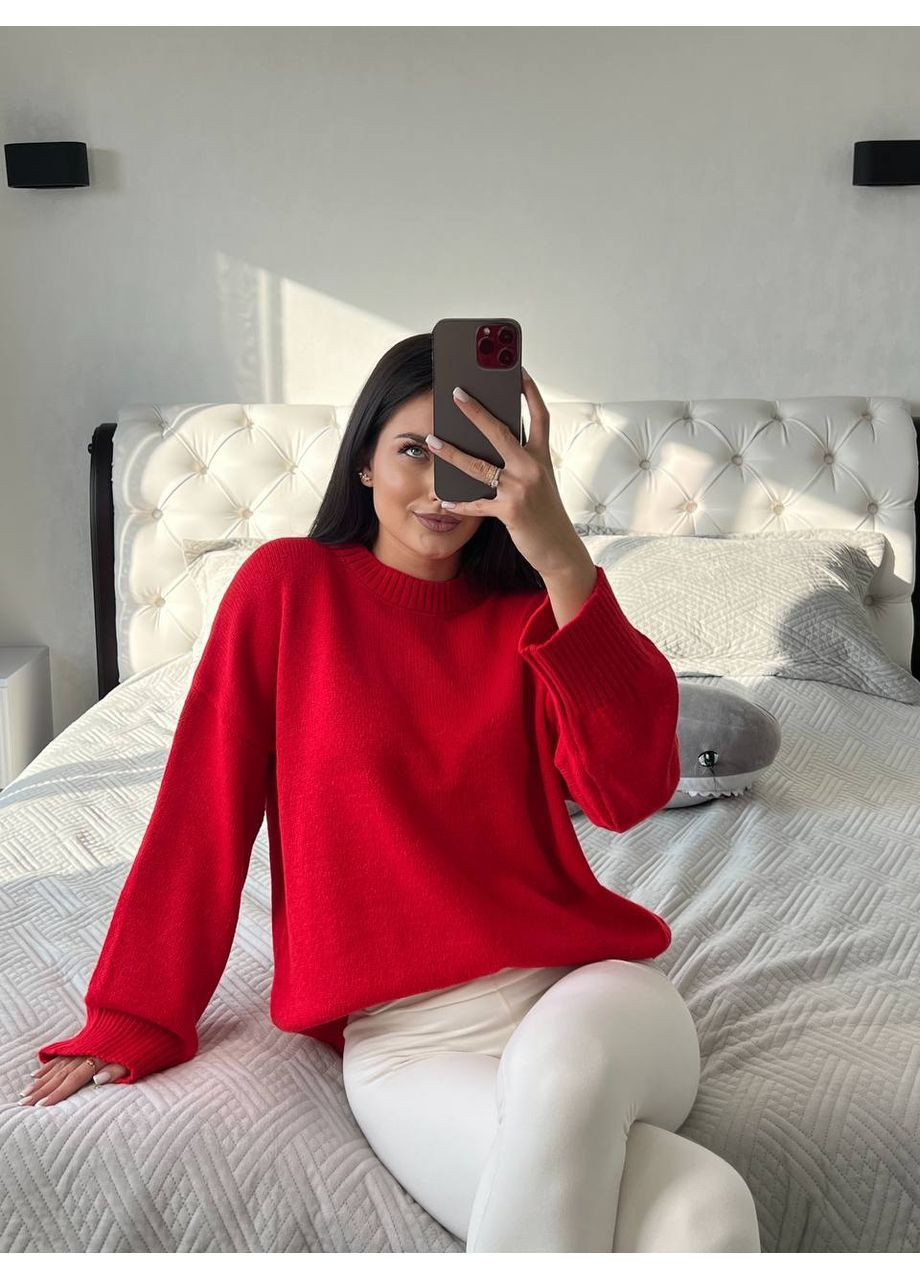 Красный женский свитер турция Osoblyva