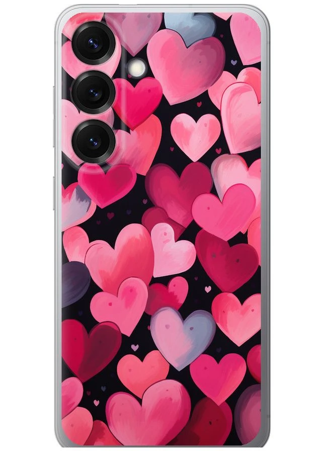 Силиконовый чехол 'Сердечки 4' для Endorphone Samsung Galaxy S25 (378337301)