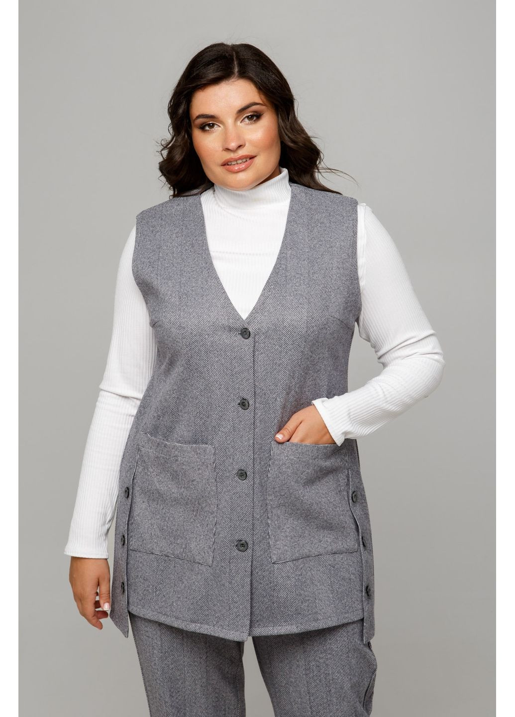 Серый женский жилет прямого силуэта из кашемира all posa (ap101670p) A'll Posa - всесезон