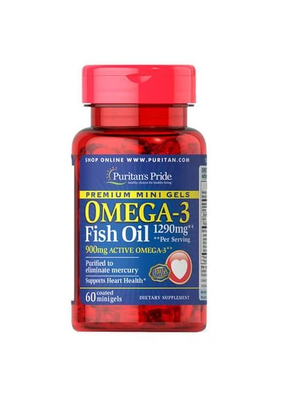 Puritan's Pride Omega-3 1290 mg Mini Gels 60 капс Puritans Pride (387022848)