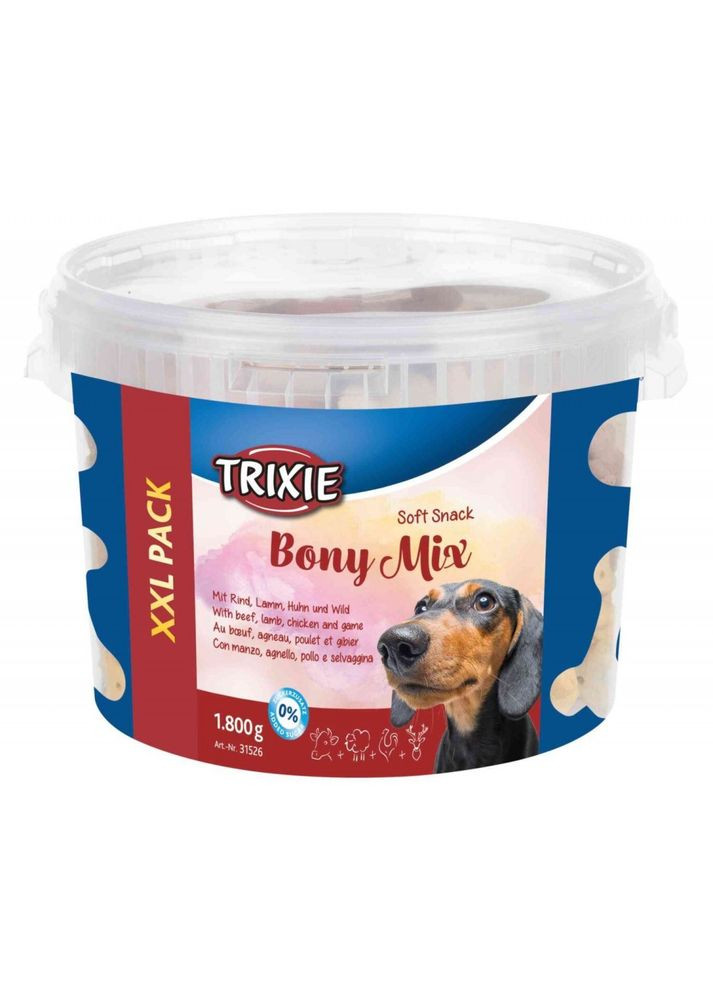 Ласощі Soft Snack Bony Mix XXL для собак асорті відро пластик 1800 г Trixie (355255789)