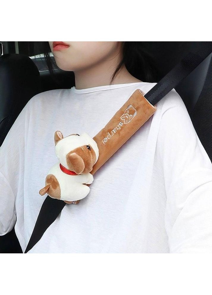 Мягкая автомобильная накладка на ремень безопасности рыжая собачка (OK0108_2) No Brand (368683749)