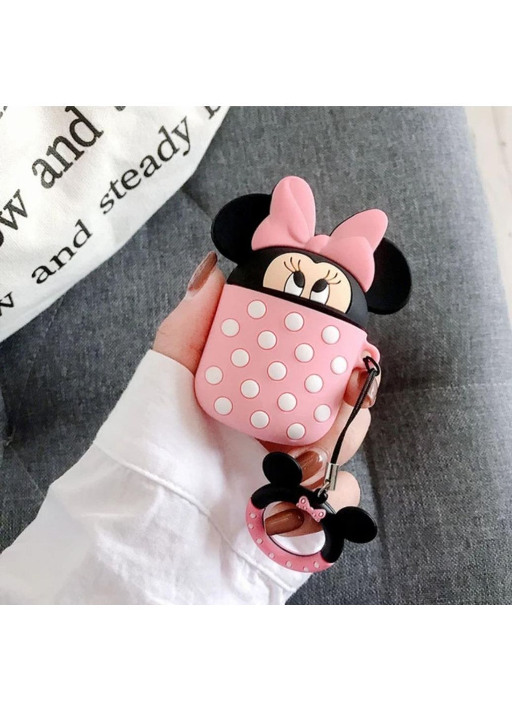 Чохол для навушників AirPods 1, 2 Міккі Маус рожевий силіконовий Trends Airpods 1/2 (360897135)