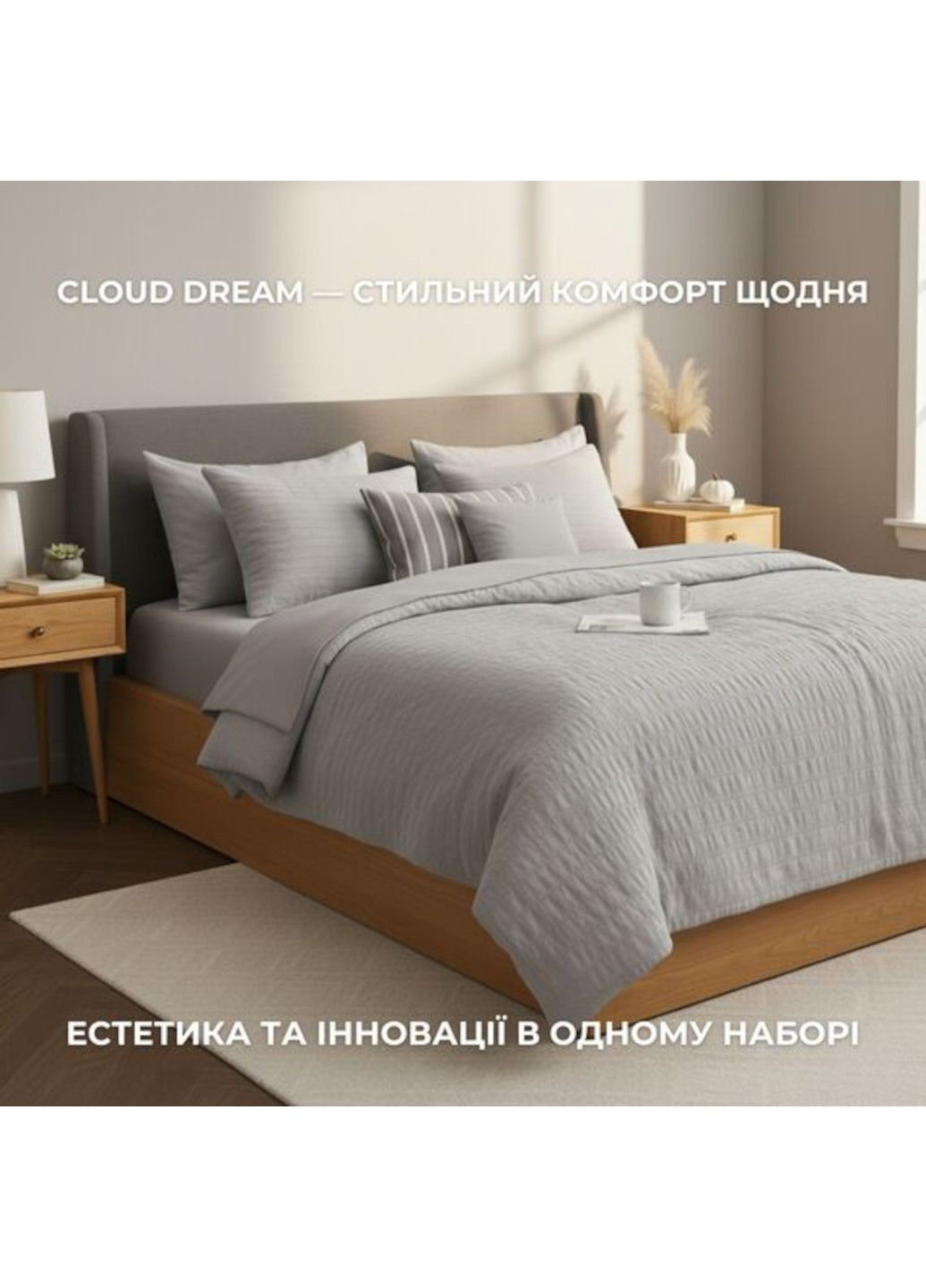 Комплект постільної білизни Cloud Dream полуторний, жатка IDEIA (370279018)