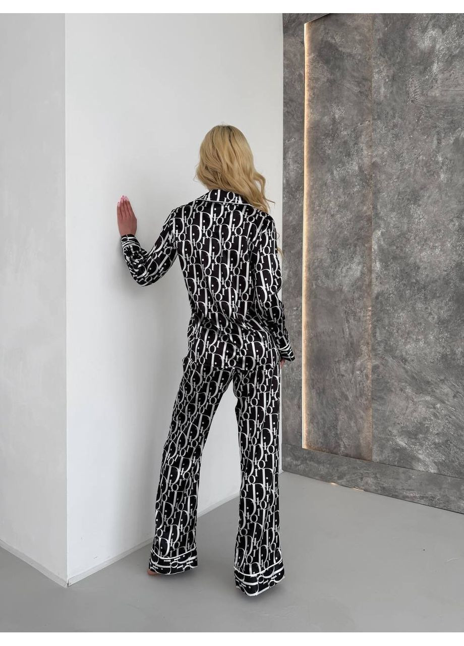 Черная пижама (рубашка, штаны), цвет черный Fashion